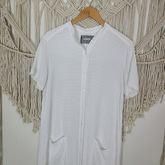 Reformation White Ghana Midi Button Up Dress Size L - Picture 3 of 12